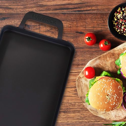 22-Inch Preseasoned Carbon Steel Griddle with Raised Edges and Handles