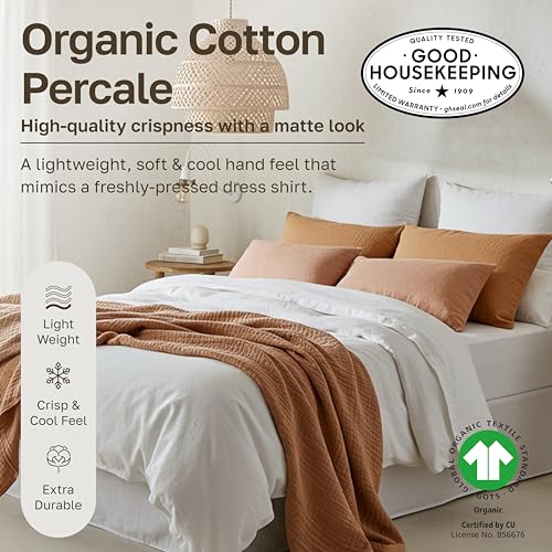 Organic Cotton Fitted Sheet Queen Size - Bright White, 2-Pack