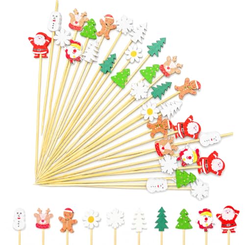 150pcs 5.2in Christmas Cocktail Picks - Basilify Christmas Cocktail Picks, Xmas Party Decor