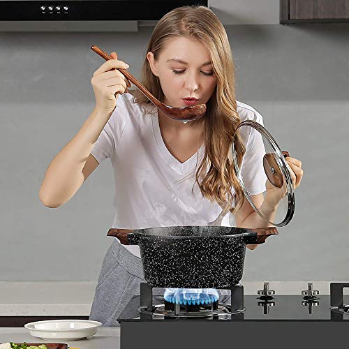5 Quart Nonstick Stock Pot with Lid - Induction Compatible Granite Casserole