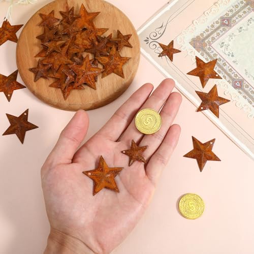 Mini Rusty Metal Barn Stars - 40 Pieces for Crafts & Decor, Two Sizes