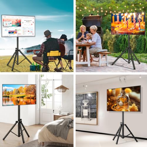 Tripod TV Stand for 23-75 Inch Flat & Curved Screens Up to 100 lbs - No Shelf, Tilt