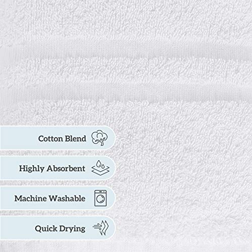 GREEN LIFESTYLE White Bath Towels 8-Pack - 24x50 Large, Soft & Absorbent