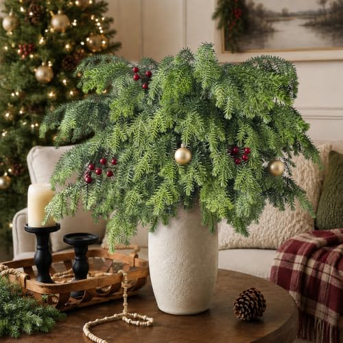 12 Pcs 36-Inch Lifelike Artificial Norfolk Pine Branches for Vase Decor - GLIDLION