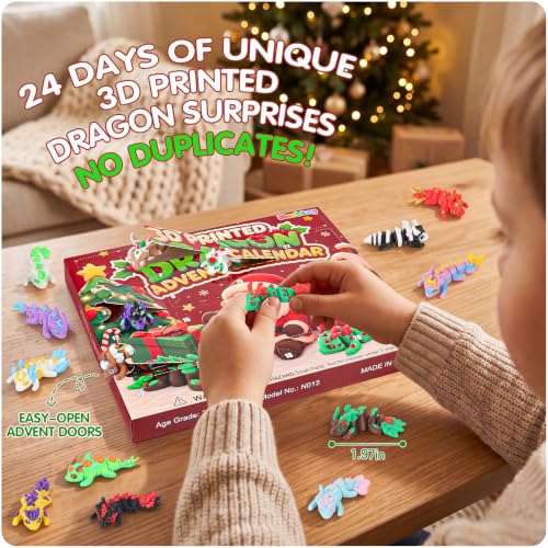 3D Printed Dragon Advent Calendar 2026 — 24 Unique Elemental Dragons for Christmas Countdown