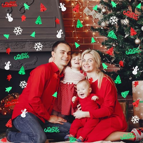 MARFOREVER Christmas Glitter Confetti Table Decorations, Red Green White Xmas Party Scatter Confetti Santa Claus Christmas Tree Snowflake Snowman Table Sprinkles for Xmas Party Supplies Decor