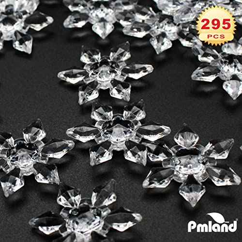PMLAND Winter Acrylic Clear Snowflake Ornaments and Table Scatter Decoration - 290+ Pieces for Christmas Holiday Party Festival Events Home Decor