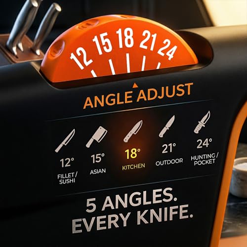 Medium Precision Knife Sharpener - 3-Stage Manual Kitchen & Pocket Sharpener