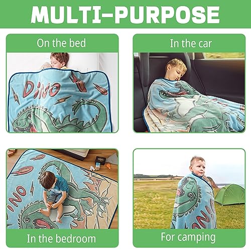 Glow in The Dark Blanket Dinosaur Throw Blanket, Dinosaur Toys Gifts for 1 2 3 4 5 6 7 8 9 10 Year Old Boys Gifts Ideas, Christmas Birthday Gift Toy for Girls Boys Age 6-8, 50'' x 60''