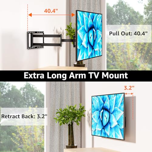 ELIVED Full Motion TV Wall Mount 42-90 Inches, 40.4 Inch Extra Long Arm, VESA 800x400, 150 Lb Capacity - Variation: 40.4" Arm
