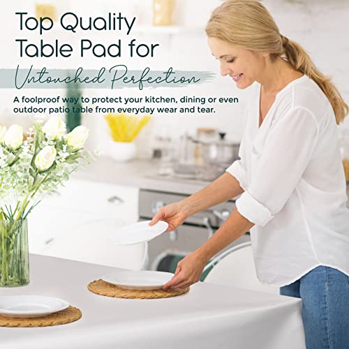 108 x 54 Inch Vinyl Table Pad Protector with Cushioned Backing - Spill & Scratch Barrier