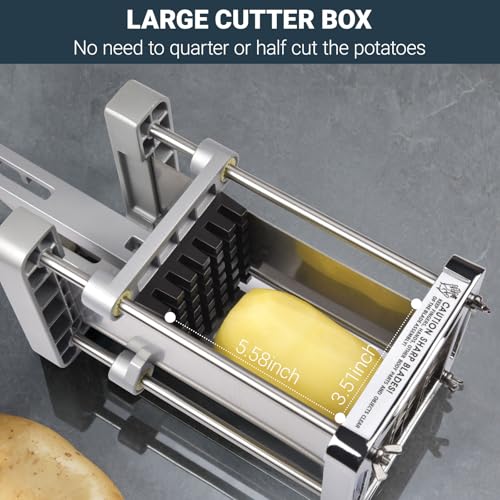 French Fry Cutter with 1/4, 3/8 & 1/2 Inch Blades - Heavy Duty Potato Slicer