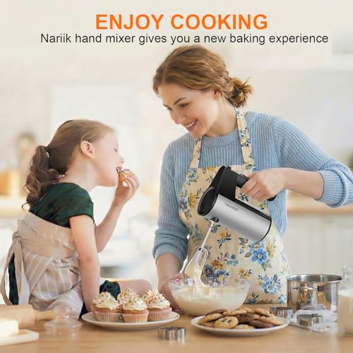 Electric Hand Mixer 660W with 5 Speeds & Stainless Steel Attachments - Black