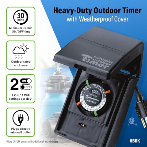 Intermatic Heavy-Duty Outdoor Plug-In Timer 2 ON/2 OFF, Weatherproof, 15A