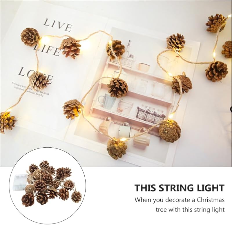 Battery-Powered Pine Cone String Lights for Christmas and Holiday Decor