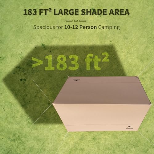 Naturehike 16.4 x 12.5 ft Waterproof Camping Tent Tarp with Poles & Rain Shelter
