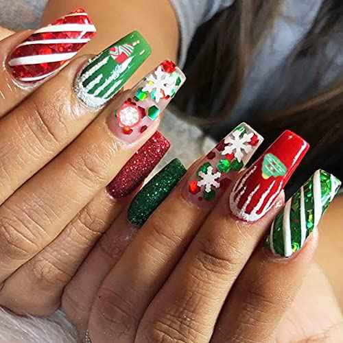 Christmas Nail Glitter Sequins, 24 Grids Holographic Snowflake Nail Art Flakes Xmas Tree Snowmen Santa Claus Stars Christmas Nail Design Winter Nail Sticker Decals Manicure DIY Christmas Decorations