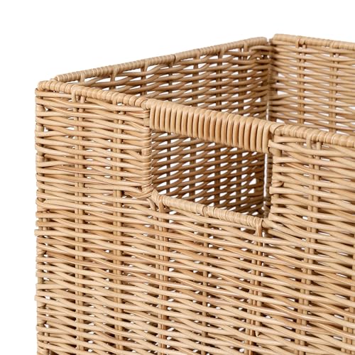10.5 x in Plastic Wicker Baskets for Cube Storage, Collapsible Square