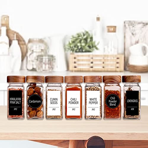 36 Pack Glass Spice Jars with Labels & Wooden Lids - Kitchen Organizer