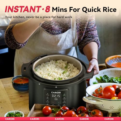 CARORI 8 Qt 1200W 12-in-1 Electric Pressure Cooker Stainless Steel Black