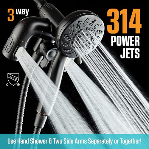 AquaDance Oil Rubbed Bronze High-Pressure Handheld Shower Head with 156 Modes & Hydro Arms