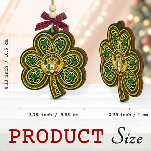 Irish Celtic Christmas Ornament with Shamrock and Knotwork - Handmade Irish Holiday Decoration