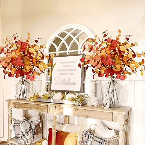 Artificial Eucalyptus Leaves 12 Pack - 28-inch Fall Stem Decor - Autumn Home & Event Decoration