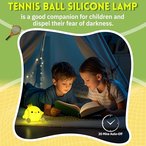 Tennis Gifts, Tennis Ball Night Light for Boys-Rechargeable Squishy Silicone Lamp,Cute Tennis Ball lamp for Tennis Sports Lovers Boys Girls Birthday Gifts