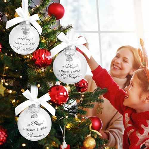 Christmas Memorial Feather Ball Angel Ornament I Have an Angel in Heaven I Call Her Mom Family Memorial Loss of Loved One Hanging Pendant Xmas Tree D?cor