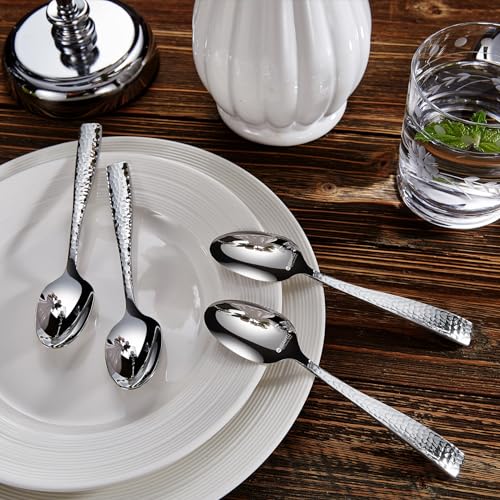 KEAWELL 45-Piece Premium Louis Hammered Silverware Set - Elegant Stainless Steel Cutlery for 6