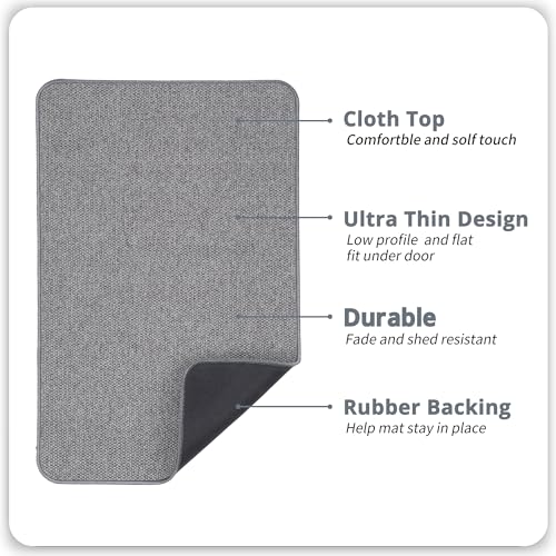 Bosap Ultra Thin Rubber Bath Mat 2x3 ft - Non Slip Quick Dry Absorbent Bathroom Rug Grey