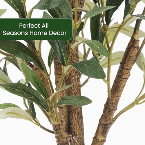 Artificial Olive Tree 4FT - 2 Pack Faux Indoor Trees for Home Decor - Variation of 2 / 4ft