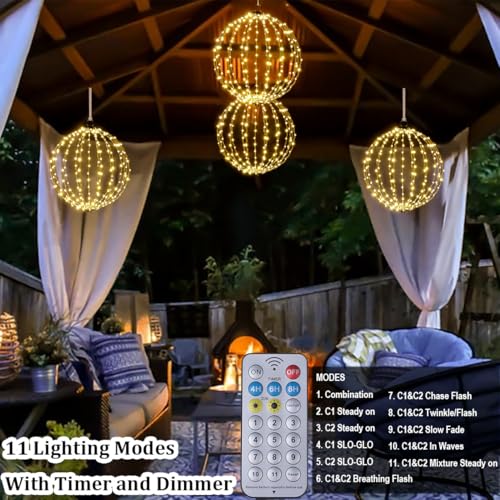 16-inch Solar LED Globe Christmas Lights - Waterproof Outdoor Decor, 2-Pack