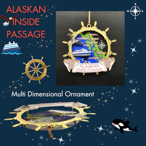 Alaskan Inside Passage Brass Christmas Ornament – Souvenir & Gift, 2.5 Inch Holiday Decor