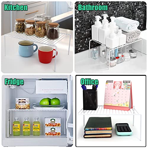 Kitchen Cabinet Shelf Organizer Set of 6 - Medium White Metal Wire Shelves