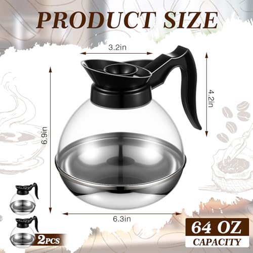 Ferrochef 2-Pack Large 64oz Plastic Coffee Decanters - Durable, Transparent, Anti-Scald Handle