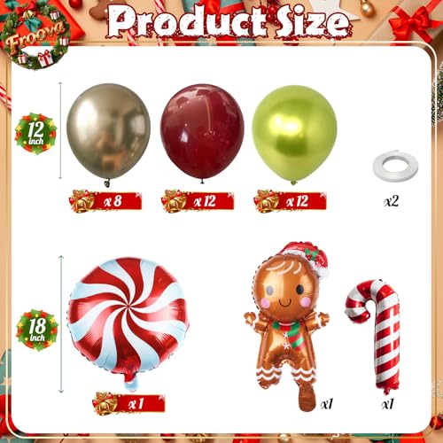 Froova Christmas Balloon Set Red Green Gold 12" Latex & Foil Balloons for Holiday Party