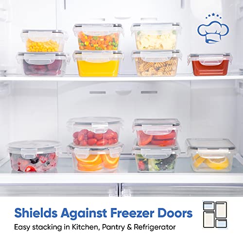 Food Storage Containers Set - Pack of 16 Clear Airtight Canisters for Pantry and Kitchen Organization