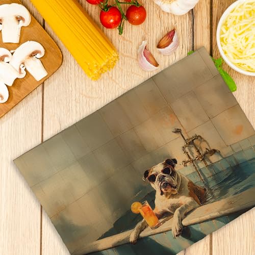 Dimurela Bulldog Funny Pug Bathroom Towel – 16x24in Hand/Dish Towels, Dog Lovers Decor