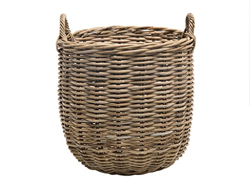 Large Rattan Storage Basket with Handles - Natural Woven Home Organizer