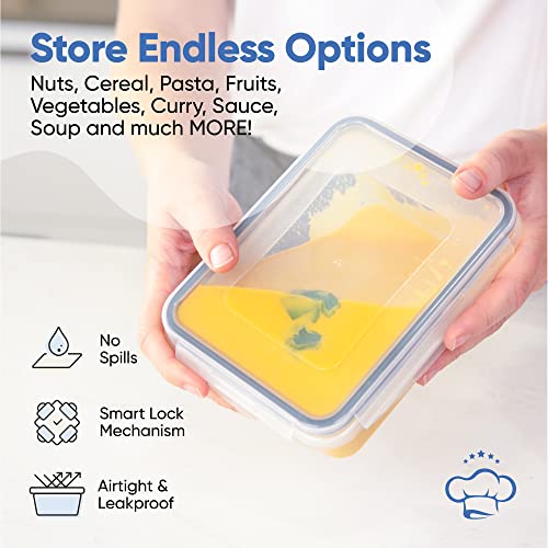 Food Storage Containers Set - Pack of 16 Clear Airtight Canisters for Pantry and Kitchen Organization