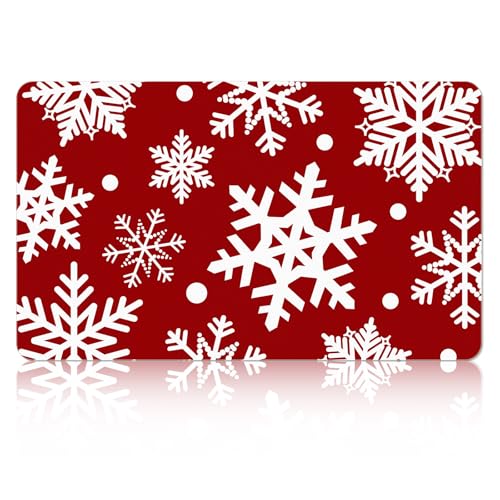 Tinideya Snowflake Christmas Dish Drying Mat 12x20 Inch Kitchen Counter Decor
