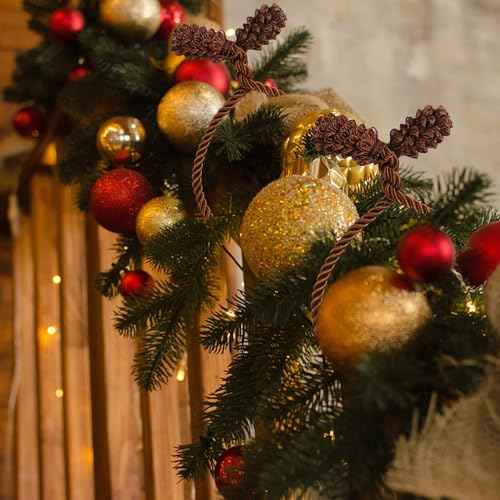 DERAYEE Christmas Garland Ties, 12Pcs Decorative Twist Ties Reusable and Flexible Ties for Banisters, Xmas Home Decorations Christmas Craft Wrapping (17 Inch, Brown)