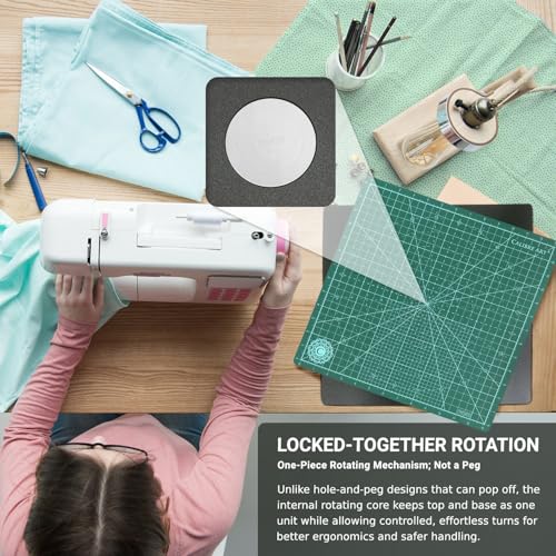 Calibre Art 14x14 Green Rotating Self-Healing Cutting Mat with Grid for Quilting