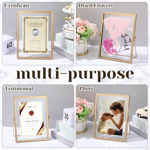 Hoteam Gold 4x6 Inch Floating Photo Frames Set of 12 - Elegant Metal Glass Display