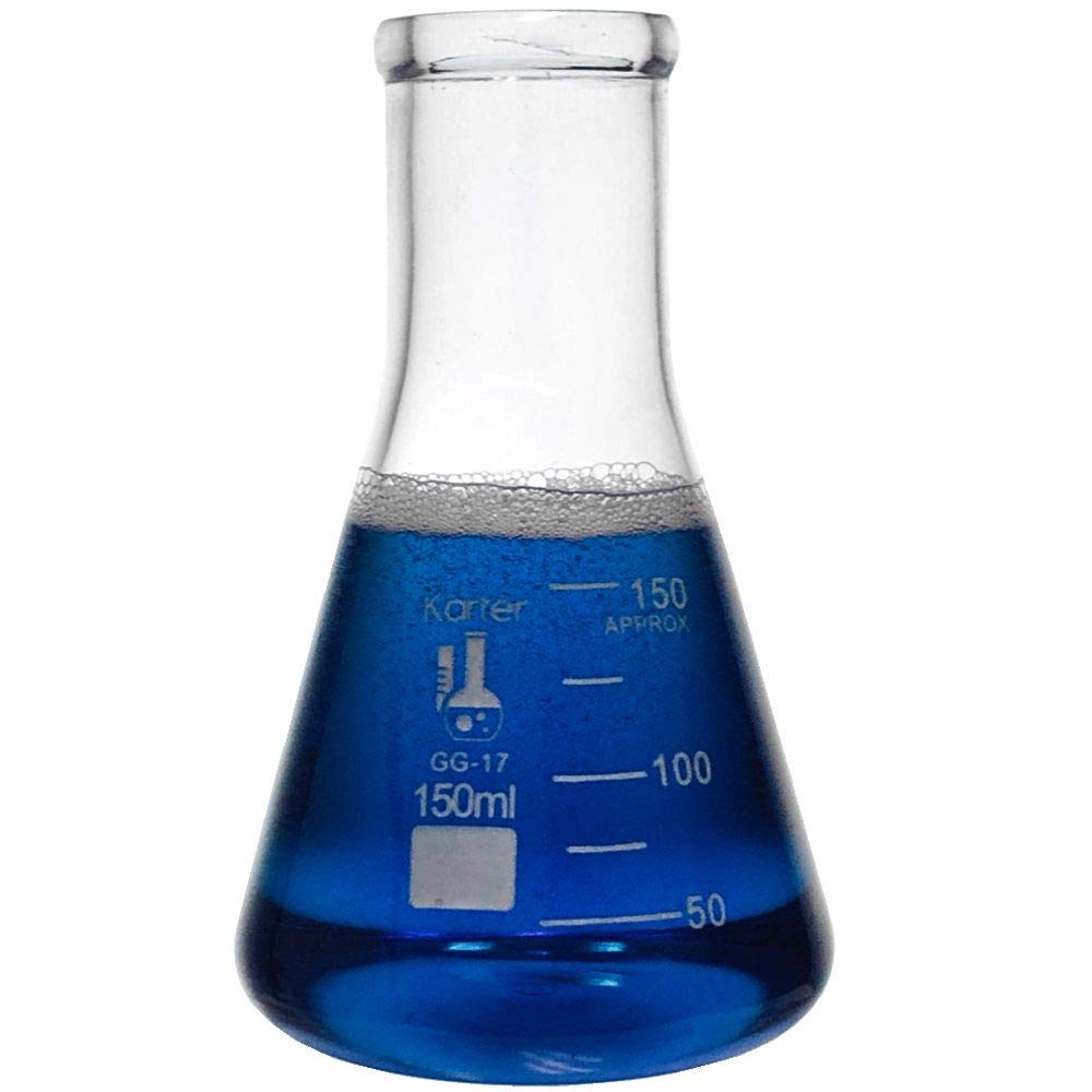 Glass Erlenmeyer Flask Set - 3 Sizes - 50, 150 and 250ml, Karter Scientific