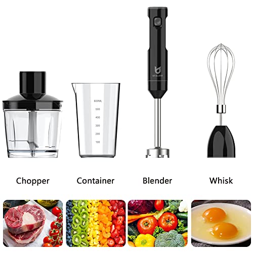 Cordless Hand Blender with Chopper & Accessories - Smoothies Soup Baby Food