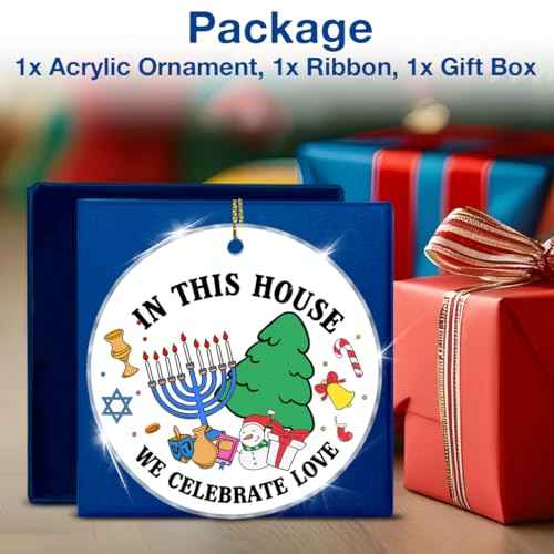 Hanukkah Christmas Ornaments Christmas Chanukah in This House We Celebrate Love Acrylic Ornament Keepsake
