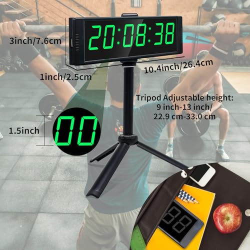 Plug-in Digital Gym Timer Clock with Stand, Large LED Countdown & Stopwatch for Home Fitness