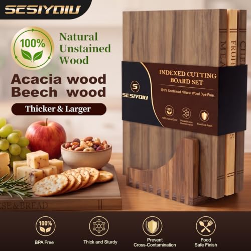 Acacia Wooden Book-Shaped Cutting Board Set for Kitchen & Decor, 3pcs